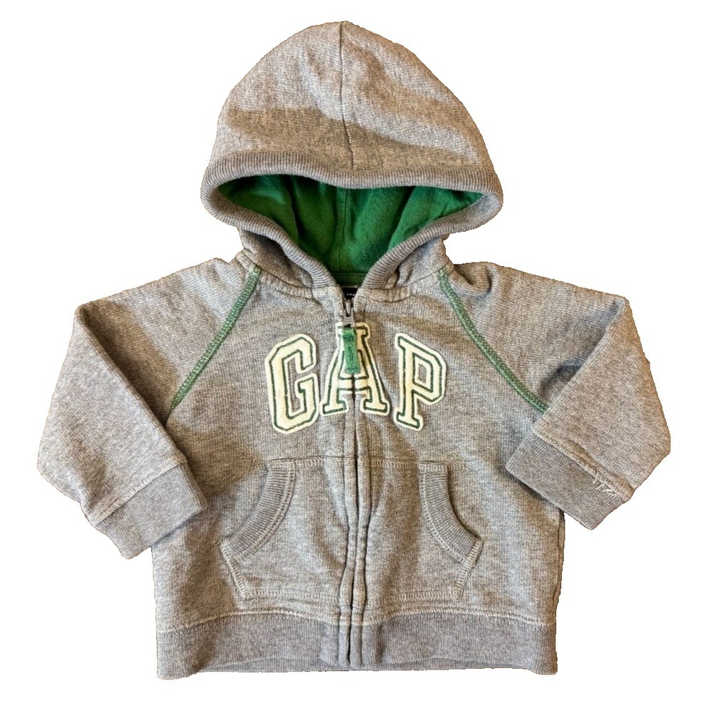 Baby Gap Boy Girl Hoodie Sweatshirt Jacket 12/18 Months Full Zipper‎ Logo Gray